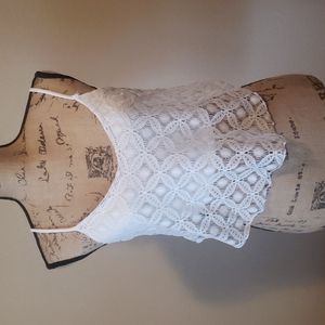 White lace crop tank top